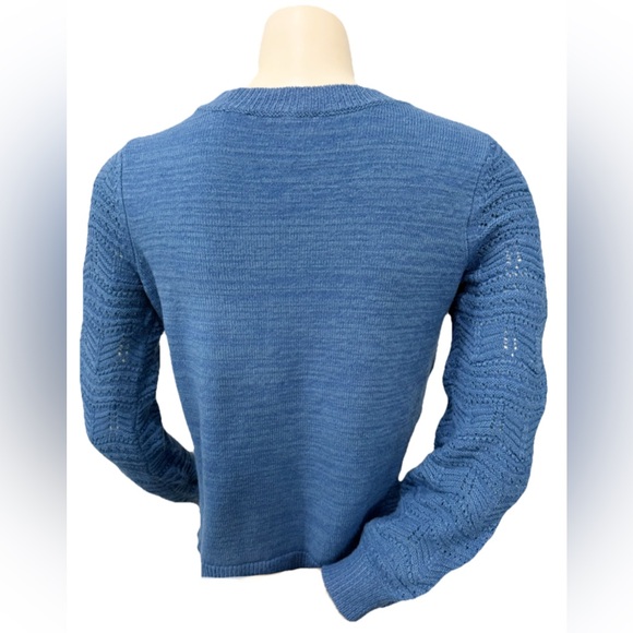 Christian Siriano New York Blue Knit Sweater Women’s S Textured Sleeve Pullover - Picture 3 of 9